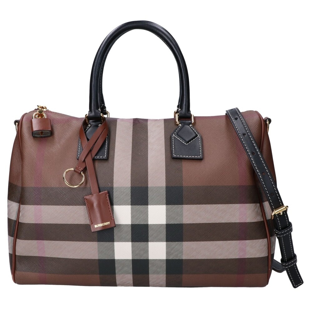 BURBERRY 8069662 Medium Bowling Bag 2-Way Handbag Brown Gold Hardware Women's